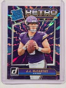 lot 5 image: J.J. McCarthy 2024 Panini Donruss Rated Rookie Color Match No. 2
