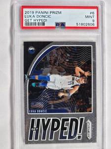 lot 13 image: Luka Doncic 2019-20 Panini Prizm Get Hyped No. 6 PSA Graded MINT 9