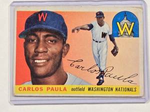 lot 31 image: Carlos Paula 1955 Vintage Topps Baseball Card No. 97