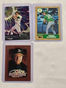 lot 32 image: Lot of 3 Mark McGwire Rookie and Insert Cards