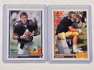 lot 43 image: Lot of 2 Brett Favre Rookie Cards Star Rookie and Rookie Force