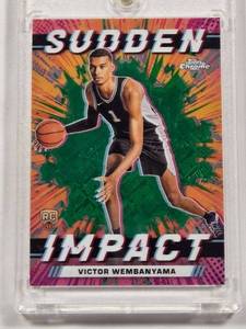 lot 46 image: Victor Wembanyama Rookie 2024 Topps Chrome Sudden Impact Logofractor SP No. SI-1
