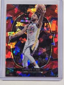 lot 48 image: Stephen Curry 2022-23 Panini Select Red Cracked Ice Prizm Card No. 27 Concourse