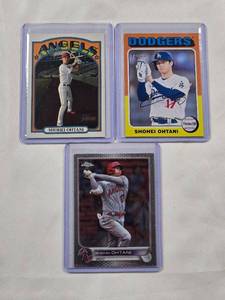 lot 62 image: Lot of 3 Shohei Ohtani Cards Topps Heritage and Topps Chrome