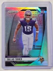 lot 76 image: Dallas Turner 2024 Rookie Panini Prizm Silver Holo No. 324