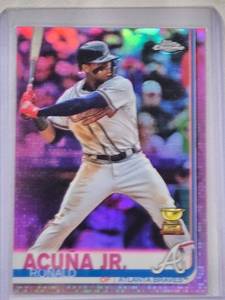 lot 80 image: Ronald Acuna Jr. 2019 Rookie Cup Topps Chrome Pink Refractor No. 117
