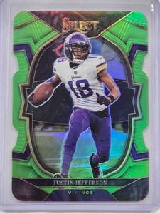 lot 83 image: Justin Jefferson 2022 Panini Select Green Die Cut No. 50, Numbered 66299