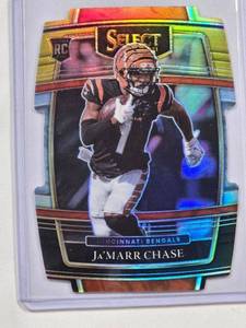 lot 85 image: JaMarr Chase Rookie 2021 Panini Select Silver Die Cut No. 47