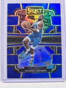 lot 87 image: Anthony Edwards 2023-24 Panini Select Blue Prizm No. 37