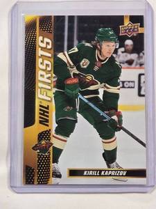 lot 161 image: Kirill Kaprizov Rookie 2020-21 Upper Deck NHL Firsts No. NF-28