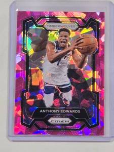 lot 171 image: Anthony Edwards 2023-24 Panini Prizm Pink Cracked Ice No. 108