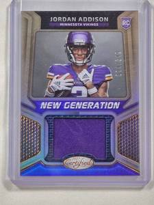 lot 183 image: Jordan Addison Rookie Relic New Generation Jersey Patch No. NGJM-33, Numbered 94349