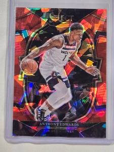 lot 187 image: Anthony Edwards 2022-23 Panini Select Concourse Red Cracked Ice No. 46