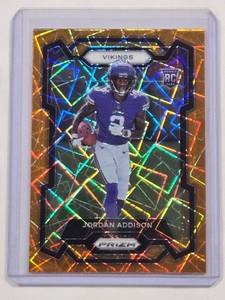 lot 198 image: Jordan Addison 2023 Panini Prizm Orange Laser Rookie Card No. 368