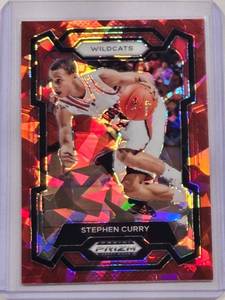 lot 212 image: Stephen Curry 2024 Panini Prizm Draft Picks Red Cracked Ice No. 77