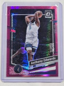 lot 222 image: Anthony Edwards 2023-24 Panini Optic Pink Prizm No. 59