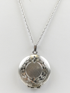 lot 223 image: Etched Sterling Silver Circle Locket Necklace.