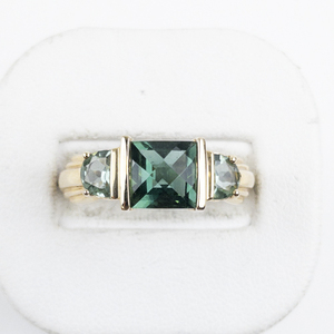 lot 104 image: Ross Simons Green Stone & Prasiolite & CZ Sterling Silver Ring. Size 10.25 - 10.5.