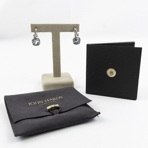 lot 5B image: John Hardy  Cushion Cut Blue Topaz Sterling Silver Kali Drop Earrings . Estimated Replacement Value $500