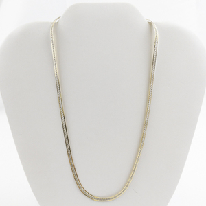 lot 15 image: Fancy Two-Tone Sterling Silver Herringbone Necklace.
