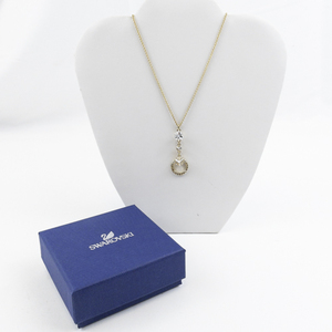lot 27 image: Swarovski Crystal Geometric Gold Plated Lariat Necklace . Comes With Original Box.