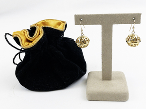 lot 28 image: Fendi Logo Pearl Cage Gold Plated French Wire Drop Earrings . Comes With Fendi Bag