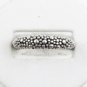 lot 56 image: Michael Dawkins Pebbled Bead Sterling Silver Band. Size 10 - 10.25.