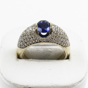 lot 66 image: Victoria Weick Absolute Simulated Diamond & Created Sapphire Vermeil (Sterling Silver)  Domed Ring. Size 10 - 10.25.