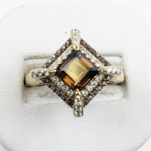 lot 71 image: Victoria Weick Absolute Simulated Diamond Stepped Border Vermeil (Sterling Silver)  Statement Ring . Size 10.25 - 10.5.