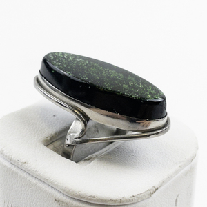 lot 74 image: Drusy Green Resin () Inlay Silver Tone Base Metal Statement Ring . Size 8.75 - 9.