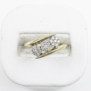 lot 77 image: Floral Natural Diamond Cluster Vermeil (Sterling Silver) Ring. Size 6.75 - 7.