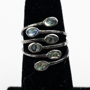 lot 81 image: Abalone Sterling Silver Statement Ring . Size 7-8.