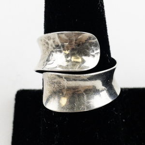 lot 92 image: Hammered Sterling Silver Wrap Ring. Size 10--11.