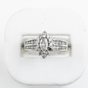 lot 95 image: Marquise & Channel Set CZ Sterling Silver Ring. Size 6.75 - 7.