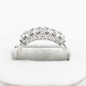 lot 106 image: Ross Simons  Emerald & Round Brilliant Cut CZ Sterling Silver Ring. Size 10 - 10.25.
