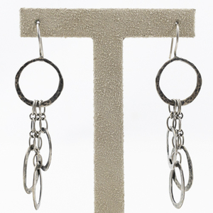lot 112 image: Silpada  Hammered Oval Link Sterling Silver French Wire Dangle Earrings .