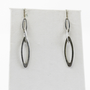 lot 113 image: Minimalist Oval Sterling Silver Drop Earrings.