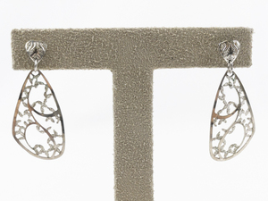 lot 115 image: Contemporary Filigree Silver Plated Dangle Earrings .