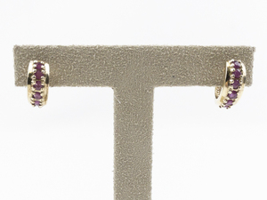 lot 125 image: Ross Simons  Natural Ruby Accented Vermeil (Sterling Silver) Huggie Hoop Earrings .