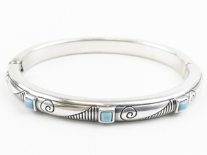 lot 151 image: Brighton  Turquoise Accented Silver Plated Hinged Bangle.