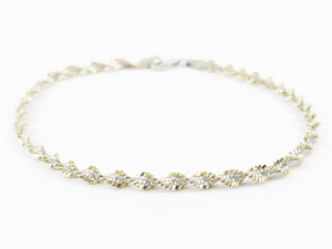 lot 160 image: 9 Twisted Two Tone Sterling Silver Herringbone Anklet.