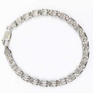 lot 163 image: Fancy Link Sterling Silver Chain Bracelet .
