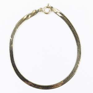 lot 164 image: Classic Thin Vermeil (Sterling Silver) Herringbone Bracelet.