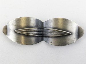 lot 177 image: Abstract Leaf Silver Tone Copper Brooch .