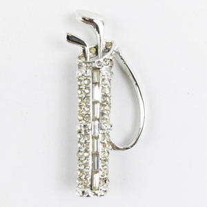 lot 181 image: Rhinestone Accented Golf Club Bag & Clubs Silver Tone Base Metal Brooch .