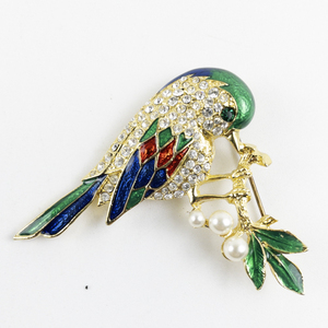 lot 197 image: DOrlan  Colorful Enamel Pearl & Rhinestone Accented  14K Gold Plated Brooch .