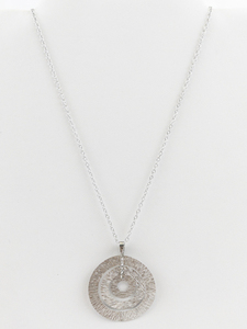 lot 222 image: Three Circle Drop Sterling Silver Pendant Necklace .