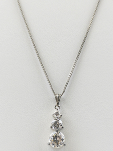 lot 229 image: AVON Three CZ Drop Sterling Silver Pendant Necklace .