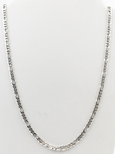 lot 230 image: 30 Flat Figaro Sterling Silver Chain Necklace.