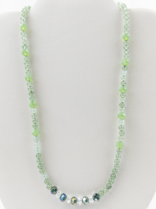 lot 235 image: Green Aventurine Gold Tone Base Metal Bead Necklace. New Old Stock